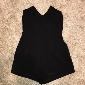 Black strapless romper